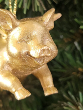 Dekohänger Schweinchen mit Flügel, gold