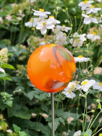 Glaskugel Orange, zum Stecken