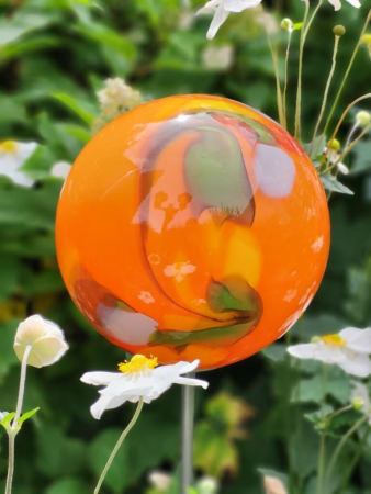 Glaskugel Orange, zum Stecken