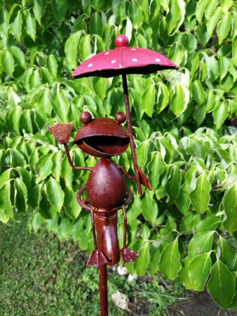 Gartenstecker Topfhalter Wasserhahn mit Frosch, oben