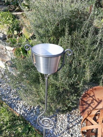 Topfhalter inkl. Glas in Edelrost oder silberfarbig