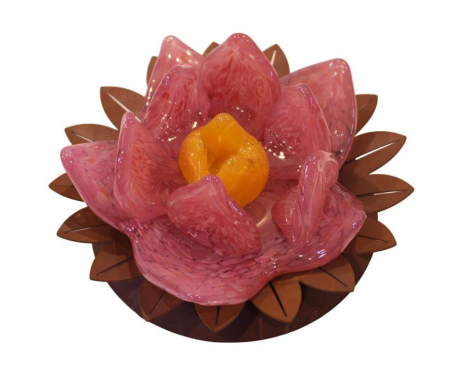 Edelrost Glasblüte Dahlie auf Platte