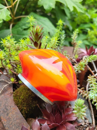 Edelrost Glasblume Ufo, red