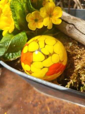 Preview: Ersatzglaskugel gelb-orange-rot, 5 cm