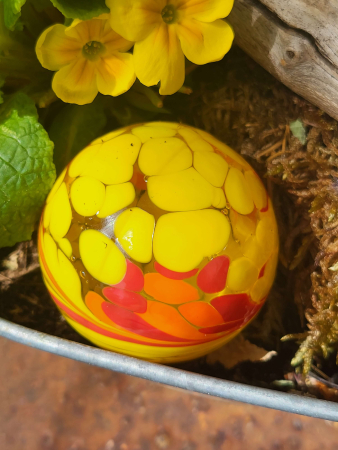 Preview: Ersatzglaskugel gelb-orange-rot, 5 cm
