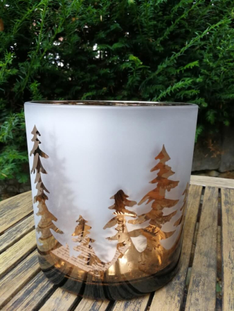 Glaswindlicht Hirsche, weissbraun