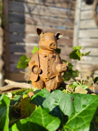 Gusseisen Schwein Sepp, mit Hut