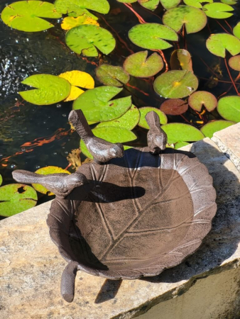 Gusseisen Vogeltränke mit 3 Vögel, zum Stellen