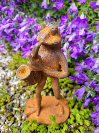 Preview: Gusseisen Frosch Herbert mit Saxophon