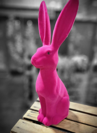 Dekohase Pink, beflockt, groß