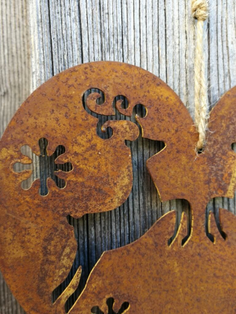 Preview: Edelrost Hirschherz mit kleinem Herzchen