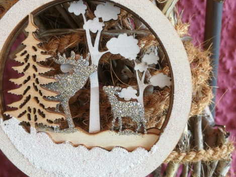 Preview: Holzhänger Forest, Hirsch+Reh