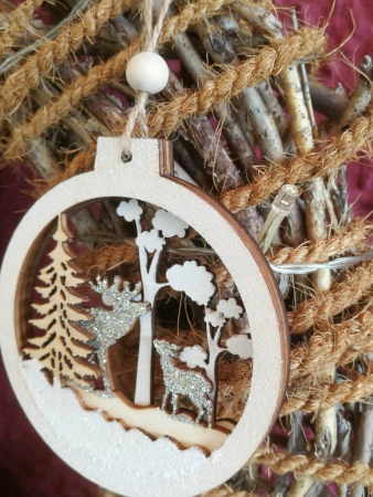 Preview: Holzhänger Forest, Hirsch+Reh