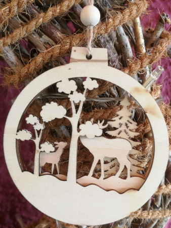 Preview: Holzhänger Forest, Hirsch+Reh