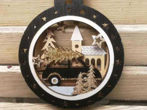 Preview: Holzhänger Winterland, Auto-Baum