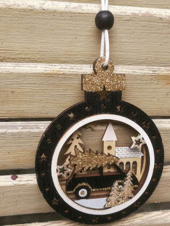 Preview: Holzhänger Winterland, Auto-Baum