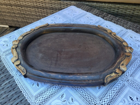 Holz Tablett, schwarz-gold