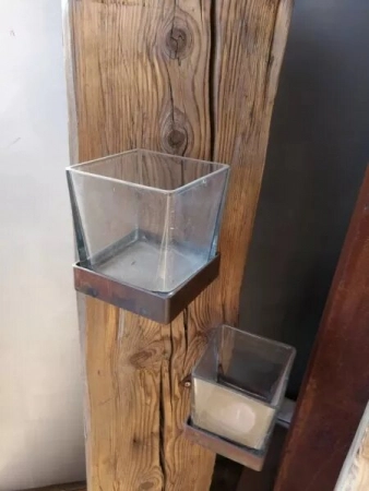 Edelrost Kerzenhalter eckig, zum Schrauben inkl. Glas