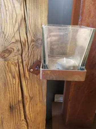 Edelrost Kerzenhalter eckig, zum Schrauben inkl. Glas