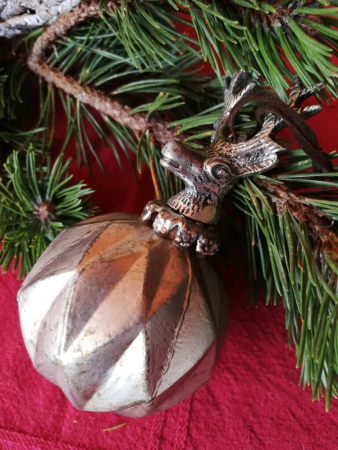 Christbaumkugel Colore mit Hirschkopf, champagner-braun