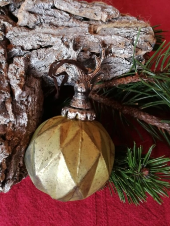 Christbaumkugel Colore mit Hirschkopf, grün