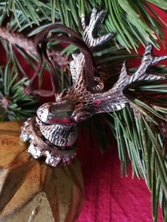 Christbaumkugel Colore mit Hirschkopf, grün