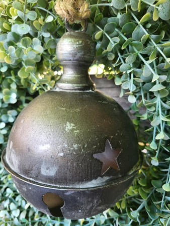 Preview: Kugel Glocke (Weihnachtsklingel) mit Sternen, grau