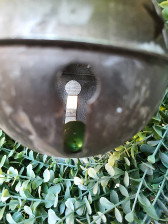 Preview: Kugel Glocke (Weihnachtsklingel) mit Sternen, grau