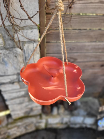 Kunststoff Futterschale/Vogelbad Lavena, Blume orange