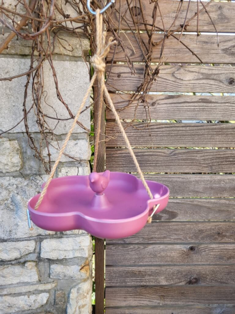 Preview: Kunststoff Futterschale/Vogelbad Lavena, Blume pink