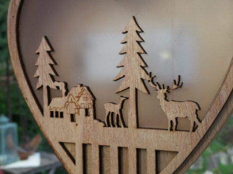 Preview: LED Holzherz, Hirsch Haus Tanne