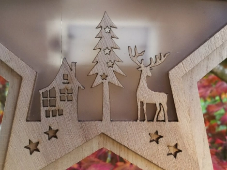 LED Holzstern Marnie, Hirsch Tanne Haus