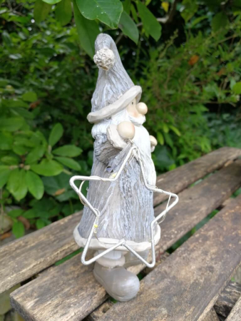 Preview: LED Nikolaus mit Stern unten, grau