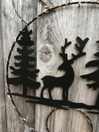 Preview: LED Kranz zwei Rentiere