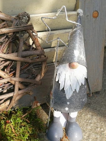 LED Nikolaus mit Stern, grau