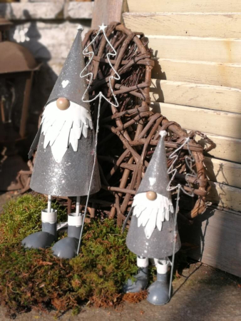 LED Nikolaus mit Tanne, grau
