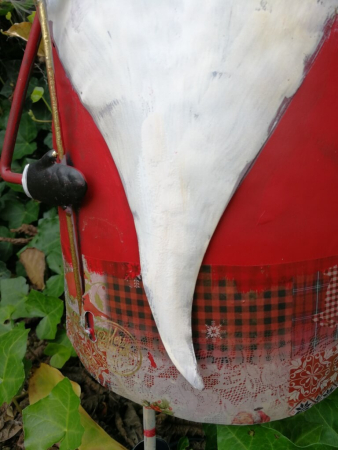 Preview: LED Weihnachtswichtel mit Zweig, rot-gold