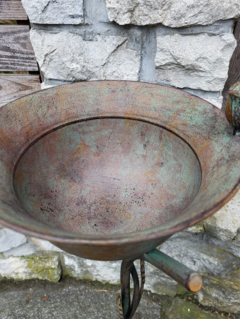 Shabby Chic Schale Blätterranken auf Fuß, grün-braun