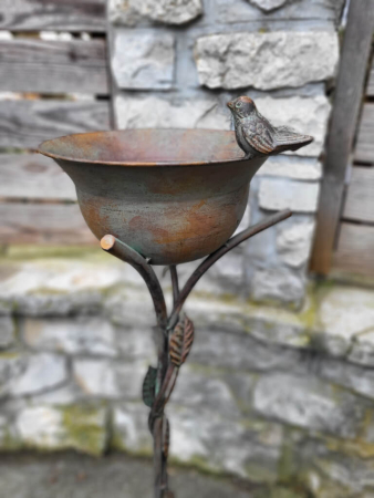 Shabby Chic Schale Blätterranken auf Fuß, grün-braun