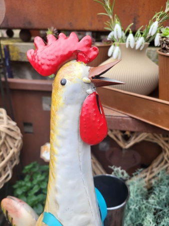 Preview: Metall Hahn Leopold zum Bepflanzen