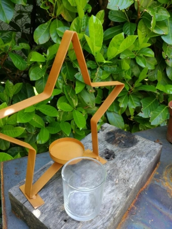 Edelrostoptik Stern mit Windlicht