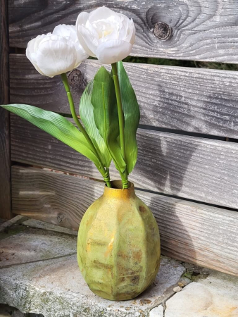 Preview: Metallvase Nivo, oval, antik grün