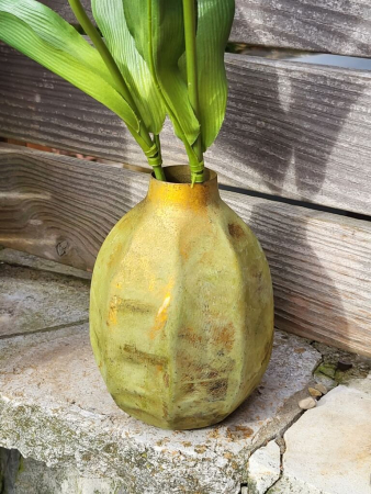 Preview: Metallvase Nivo, oval, antik grün