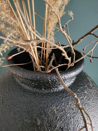 Metall Vase Yanick, antik-schwarz