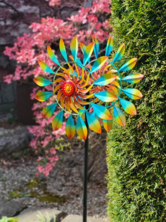 Metallwindrad Sonne doppelt, bunt