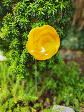 Preview: Topfstecker Glasblume Kringel, gelb