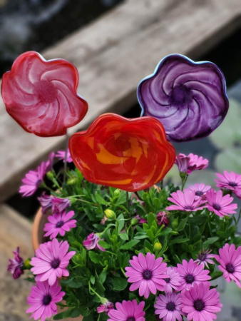 Topfstecker Glasblume Kringel, pink