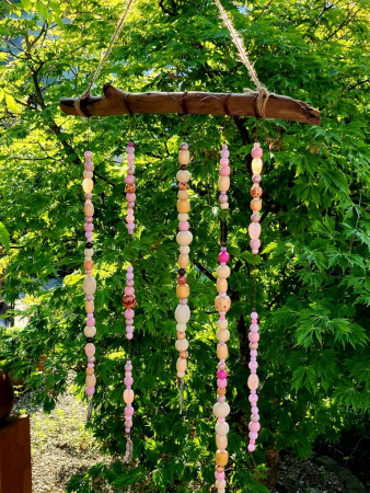 Boho-Mobile Mädchentraum, rosè, Silberfedern