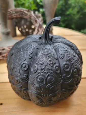 Kunststoff Kürbis Noctus mit Ornamentmuster, schwarz