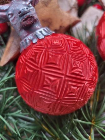 Preview: Christbaumkugel Outdoor Argento rot, mit Hirschkopf silber